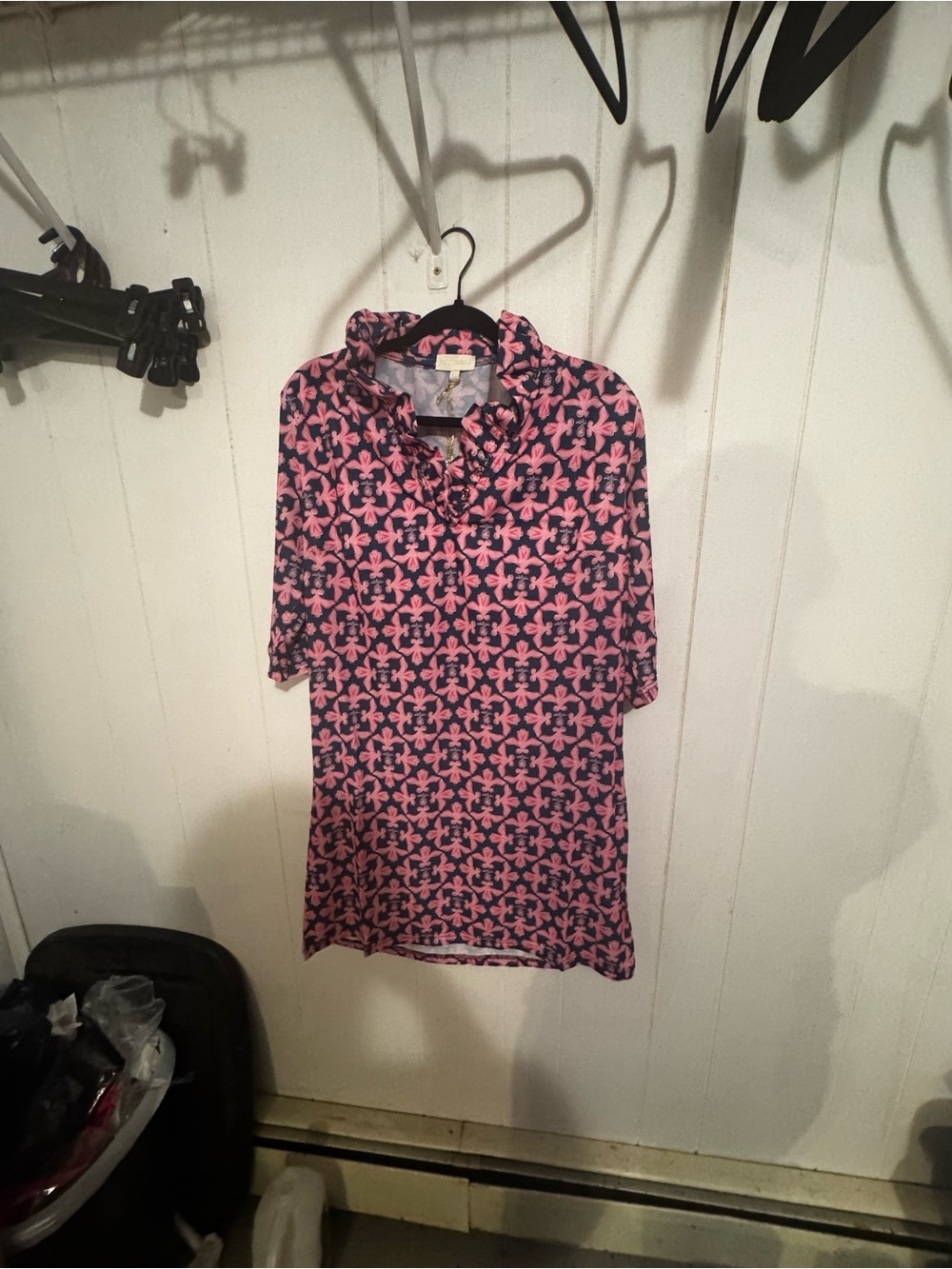 Simply Southern Pink and Navy Patterned Midi Dress